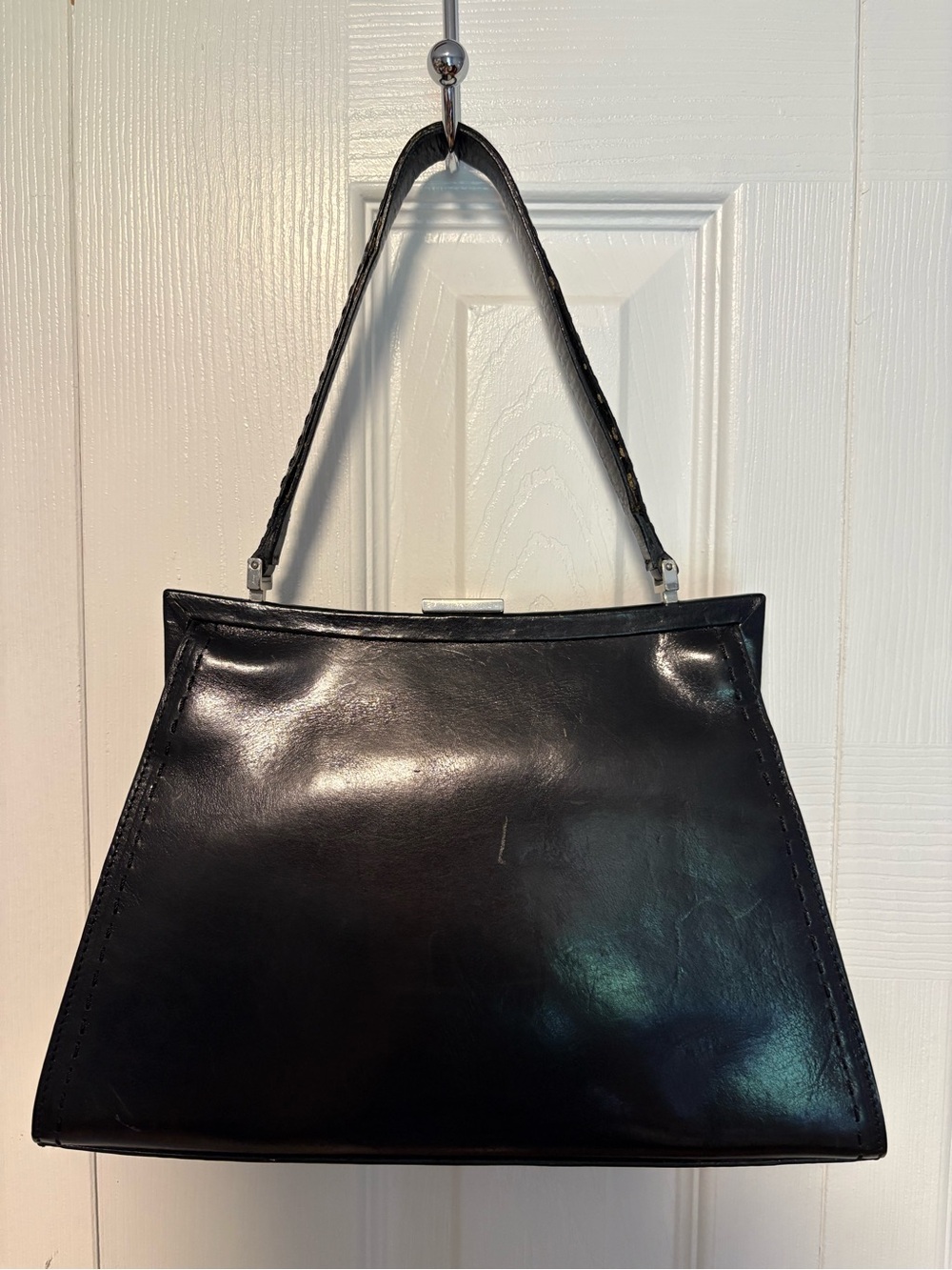 Cole Haan Vintage Classic Beautiful Black Leather Top-Handle Bag